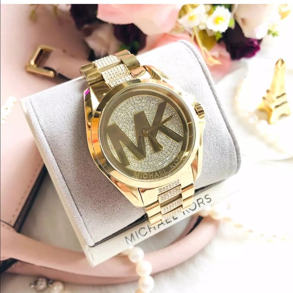 MK6487 With Box&Tags Gold Plated Lab Diamond Watch - Picture 3 of 7